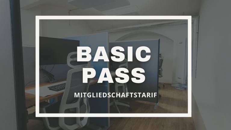 Der Tarif für Wiederkehrer Bild mit Basic Pass. Ein moderner ergonomischer Arbeitsplatz im Hintergrund.